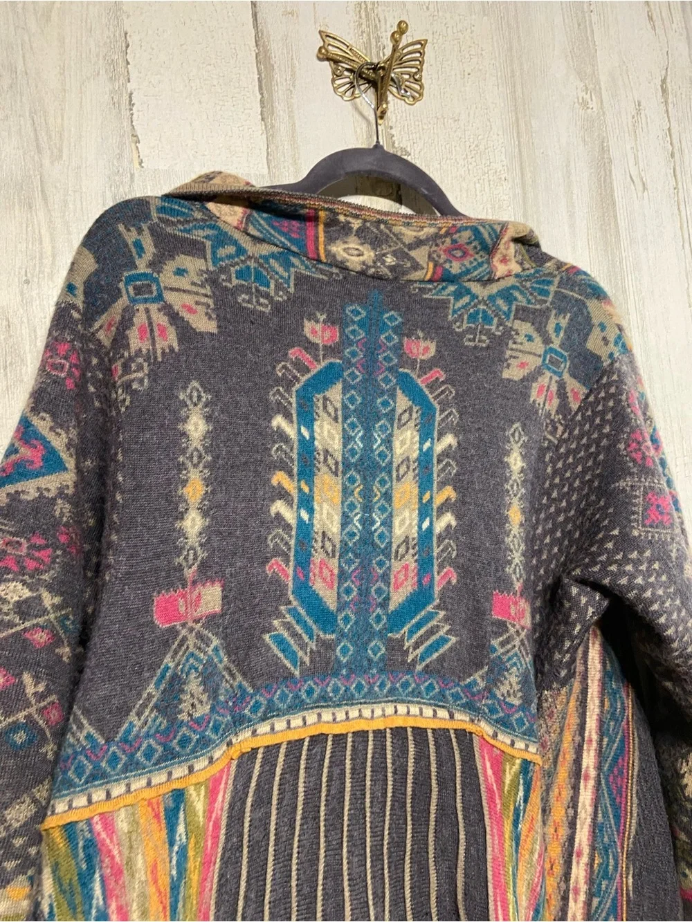 IVKO Grey Colorful Wool Tie Wrap Cardigan Sweater 44